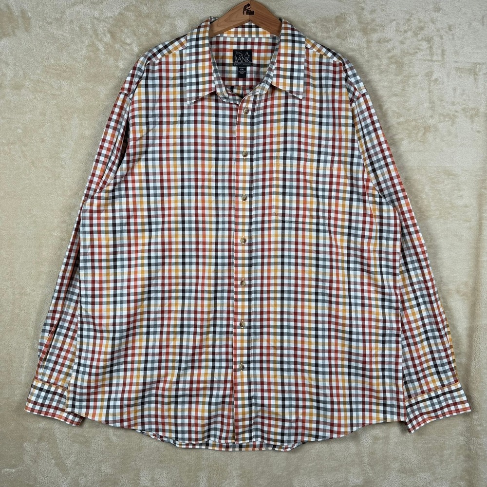 Jos A Bank Traveler Collection Tailored Fit Fall‎ Plaid Button Down Size XXL